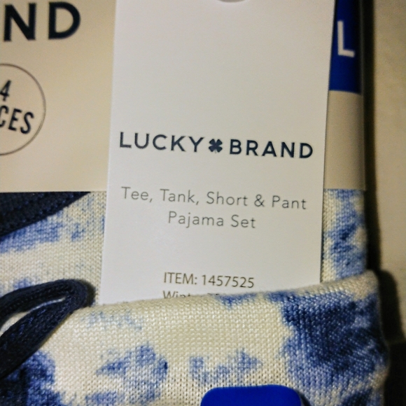 4 Pc Lucky Brand Tee Tank Short & Pant Pajama Set Size: Small - Picture 9 of 12